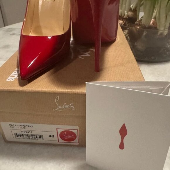 New Christian Louboutin Kate 100 Red Patent Heels w/ Receipt - Picture 5 of 11